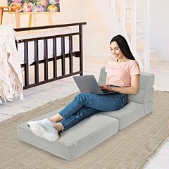 Tri-fold Folding Chair Convertible Sleeper Bed Chair - Gray