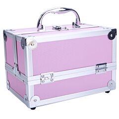 Aluminum Makeup Train Case Jewelry Box Cosmetic Organizer With Mirror 9"x6"x6" Rt - Silver