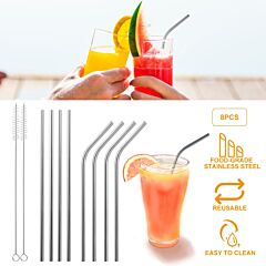 10pcs 8.5in Stainless Steel Drinking Straws Reusable Metal Drinking Straws For 20oz Tumbler - Color