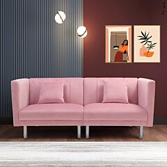 Futon Sofa Sleeper Pink Velvet - Blue