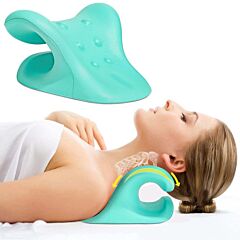 Neck Shoulder Traction Pillow Neck Relaxer Neck Stretcher Cervical Pain Relief - Green