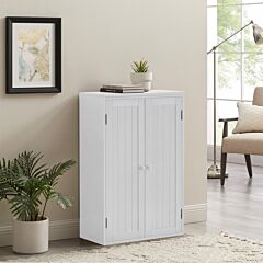 Wall Storage Cabinet With Double Doors And Adjustable Shelf - White
