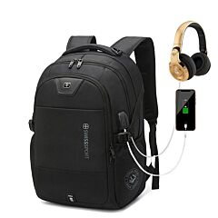 Backpack Usb Men's Backpack Women Outdoor Travel Bag Business Computer Bag - Black 17 Inches
