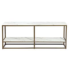 White Marble Pattern Tv Stand With Storage - Marble & Gold