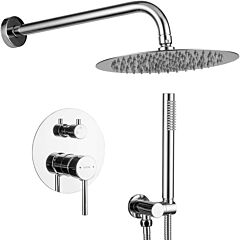 10 Inches Round Bathroom Luxury Rain Mixer Shower Combo Set Wall Mounted Rainfall Shower Head System - Matte Black