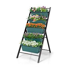5-tier Vertical Garden Planter Box Elevated Raised Bed With 5 Container - Green