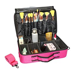 Professional High-capacity Multilayer Portable Travel Makeup Bag With Shoulder Strap (small)  Yf - Rose Red