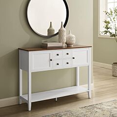 Good & Gracious Sideboard Buffet Storage Cabinet With Storage Drawers Storage Cabinets And Large Shelf - White