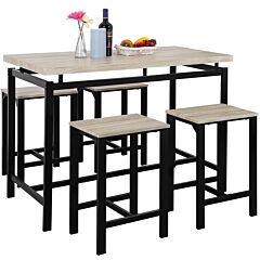 Dining Table With 4 Chairs,5 Piece Dining Set With Counter And Pub Height - Black