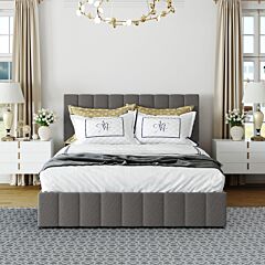 Queen Size Upholstered Platform Bed With A Hydraulic Storage System - Gray Queen Size Upholstered Platform Bed With A Hydraulic Storage System - Gray Queen Size Upholstered Platform Bed With A Hydrau - Gray