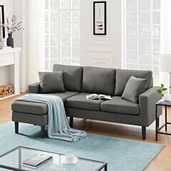 [ Only Pick Up]sectional Sofa Left Hand Facing  Bule Fabric - Gray