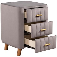 Bedroom Upholstery Nightstand With Three Drawers - Black