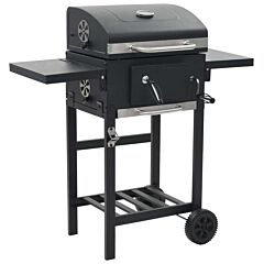 Outdoor Party Backyard Dinner Mobile Stainless Steel Square Oven Charcoal Oven - Black A