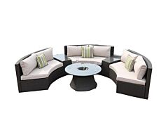 Direct Wicker Outdoor And Garden Patio Sofa Set 6pcs Reconfigurable Stylish And Modern Style With Seat Cushion And Coffee Table - Dark Color