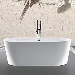100% Acrylic Freestanding Bathtub Contemporary Soaking Tub With Brushed Nickel Overflow And Drain (promotional Period: 12/9-12/25 Pst) - 59" X 29 1/2"
