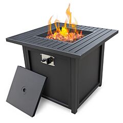28” Slat Top Gas Fire Pit Table - Black-upland Brand