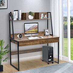 Free Shipping Home Office Computer Desk With Hutch/ Bookshelf, Desk With Space Saving Design - Black