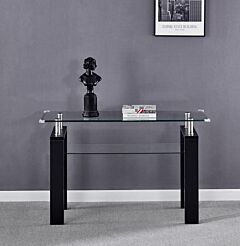Console Table, Tempered Glass Top, Modern Foyer Area Table - White