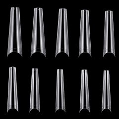 500pcs False Nail Tips C Curve Half Cover French Nails Extra Long Fake Finger Nails For Nail Art Salons Home Diy 10 Sizes - Transparent
