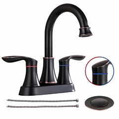 2 Handle Bathroom Sink Faucet, 4" Lavatory Vanity Faucet, Centerset Faucet With Pop-up Drain & Supply Lines, Cupc & Nsf Approved - Brushed Nickel