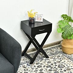 Modern Nightstand X-shape Drawer Accent Side End Table - White