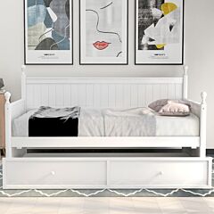 Twin Size Wood Daybed With Twin Size Trundle - Gray