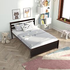Full Size Wood Platform Bed Frame With Headboard - Espresso