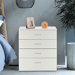 4-drawer Dresser White Wood Cabinet For Closet/office Clothes Cosmetic Storage Chest Organizer With Drawers Bedroom Night Stand - White