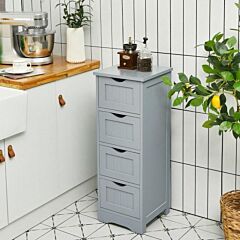 Floor Wooden Free Standing Storage Side Organizer For Bathroom - White