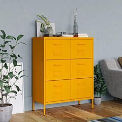 Drawer Cabinet Mustard Yellow 31.5"x13.8"x40" Steel - Yellow