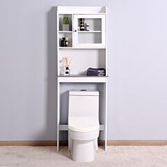 Modern Over The Toilet Space Saver Organization Wood Storage Cabinet For Home, Bathroom -white - White