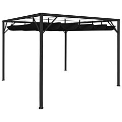 Garden Gazebo With Retractable Roof Canopy 118.1"x118.1" Anthracite - Anthracite