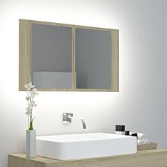 Led Bathroom Mirror Cabinet Sonoma Oak 31.5"x4.7"x17.7" - Brown