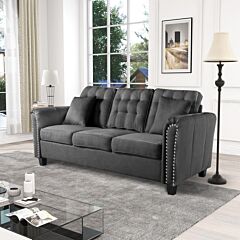 [only Pick Up]86.6' Flare Arm Sofa, Upholstered Contemporary Design - Dark Gray