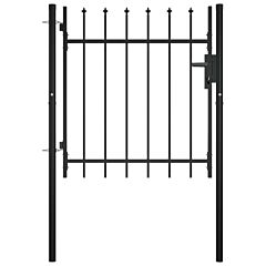 Door Fence Gate With Spear Top 39.4"x29.5" - Black