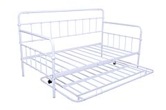 Metal Frame Daybed With Trundle - White