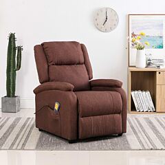 322466 Massage Recliner Brown Fabric (au/us Only) - Brown