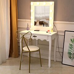 Fch Generous Mirror Single Pumping Foot With Bulb Warmer Dressing Table White--ys - White