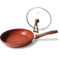 10 Inch Frying Pan With Special Lid - Deluxe Copper Granite Stone Coating - Pfoa Pfos Ptfe Free - Premium Nonstick Scratch Proof Coating - Comes With Special Lid, Red - Copper