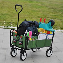 Folding Wagon Garden Shopping Beach Cart (green) - Grass Green
