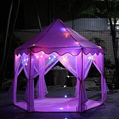Outdoor Indoor Portable Folding Princess Castle Tent Kids Children Funny Play Fairy House Kids Play Tent (led Star Lights)  Rt - Pink