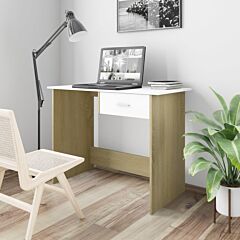 Desk White And Sonoma Oak 39.4"x19.7"x29.9" Chipboard - Multicolour