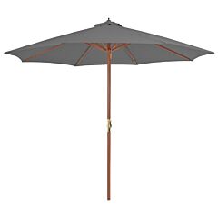 Outdoor Parasol With Wooden Pole 118.1" Anthracite - Anthracite