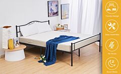 Ease-way Black Metal Bed Frame Queen Size, Vintage Headboard And Footboard, Premium Stable Steel Slat Support Mattress Foundation - As Pic