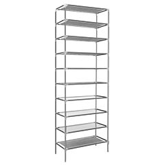 10 Tiers Shoes Rack Shelves 27 Pairs Shoes Storage Organizer Stand Non-woven Fabric Detachable Shoes Tower Stackable Shoes Storage Rack - Grey