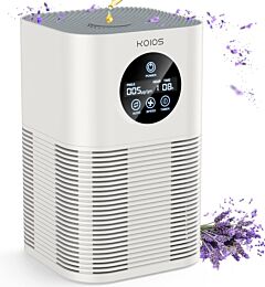 Air Purifiers For Home Bedroom, Koios H13 Hepa Air Purifier With Auto Speed Control For Pets Hair Dander Smoke, Portable Air Filter With Fragrance Sponge For Small Room Office Desk Kitchen - White