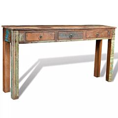 Console Table With 3 Drawers Reclaimed Wood - Brown