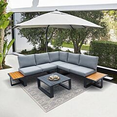 8 Pcs Patio Aluminum Conversation Sets, Outdoor Sectional Couch Furniture, With Cushions And Coffee Table,for Backyard Garden - Grey