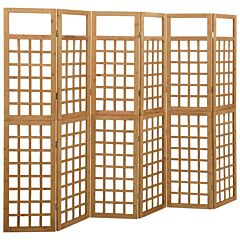 6-panel Room Divider/trellis Solid Fir Wood 95.5"x70.9" - Brown