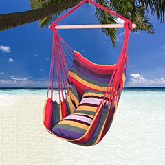 Free Shipping Distinctive Cotton Canvas Hanging Rope Chair With Pillows Rainbow Yj - Rainbow